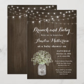 Mason Jar Rustic Floral Brunch Themed Baby Dusche Einladung (Vorne/Hinten)