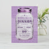 Mason Jar Rustic Look Probe Abendessen Lila Einladung (Stehend Vorderseite)