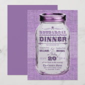 Mason Jar Rustic Look Probe Abendessen Lila Einladung (Vorne/Hinten)