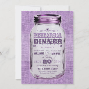 Mason Jar Rustic Look Probe Abendessen Lila Einladung