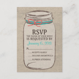 Mason Jar Rustic RSVP Card Karte