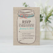 Mason Jar Rustic RSVP Card Karte (Stehend Vorderseite)