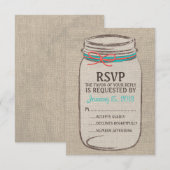 Mason Jar Rustic RSVP Card Karte (Vorne/Hinten)