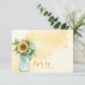 Mason Jar Rustic Sonnenblumen Country Wedding Antw RSVP Karte (Stehend Vorderseite)