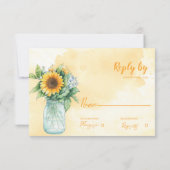 Mason Jar Rustic Sonnenblumen Country Wedding Antw RSVP Karte (Rückseite)