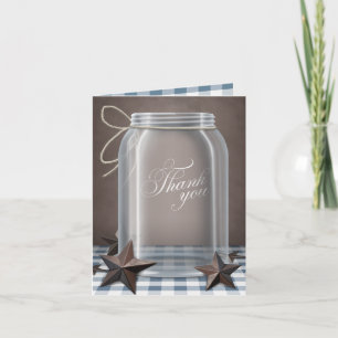 Mason Jar Rustic Stars Blue Dankeschön Karten
