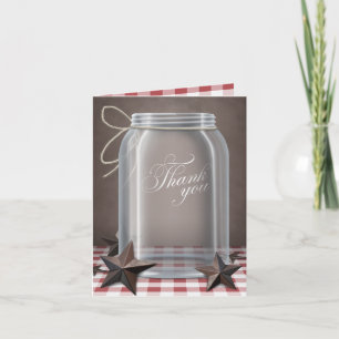Mason Jar Rustic Stars Red Dankeschön Karten
