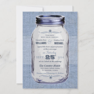 Mason Jar Rustic Vintag Look Blue Wedite Einladung