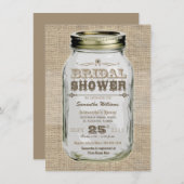 Mason Jar Rustic Vintag Look Brautparty Einladung (Vorne/Hinten)