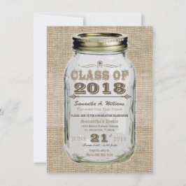 Mason Jar Rustic Vintag Look Burlap Abschluss Einladung