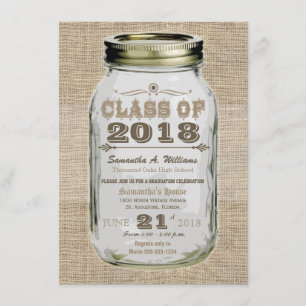 Mason Jar Rustic Vintag Look Burlap Abschluss Einladung