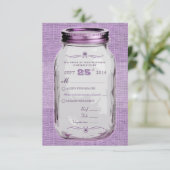 Mason Jar Rustic Vintag Look Lila benutzerdefinier RSVP Karte (Stehend Vorderseite)