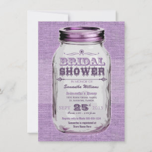 Mason Jar Rustic Vintag Look Lila Brautparty Einladung
