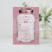Mason Jar Rustic Vintag Look Pink Custom UAWG RSVP Karte (Stehend Vorderseite)