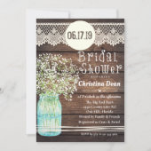 Mason Jar Rustic Wood Bridal Dusche Einladung (Vorderseite)