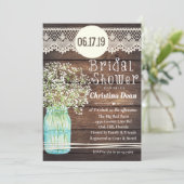 Mason Jar Rustic Wood Bridal Dusche Einladung (Stehend Vorderseite)