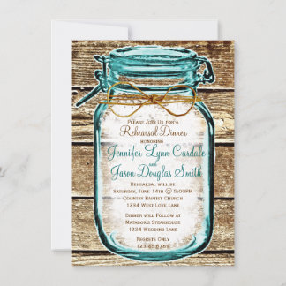Mason Jar Rustic Wood Probe Dinner Einladungen