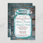 Mason Jar Rustic Wood Probe Dinner Einladungen (Vorne/Hinten)