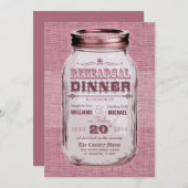 Mason Jar Rustikal Look Probe Abendessen Rosa Rosa Einladung (Vorne/Hinten)
