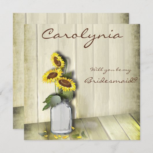 MASON JAR RUSTIKLANG MIT SONNENBLUMEN EINLADUNG (Vorne/Hinten)