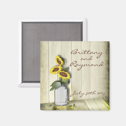 MASON JAR RUSTIKLANG MIT SONNENBLUMEN MAGNET (Vorderseite/Rückseite)