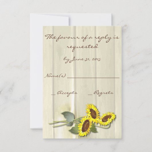 MASON JAR RUSTIKLANG MIT SONNENBLUMEN RSVP KARTE (Rückseite)