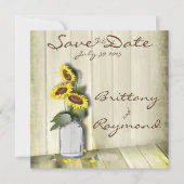 MASON JAR RUSTIKLANG MIT SONNENBLUMEN SAVE THE DATE (Vorderseite)