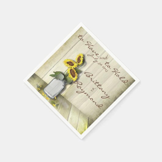 MASON JAR RUSTIKLANG MIT SONNENBLUMEN SERVIETTE (Ecke)