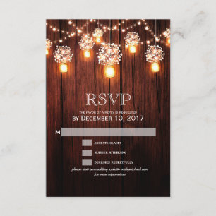 Mason jar-Saite helles Holz Hochzeit RSVP