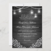 Mason Jar Saitenlicht rustikale Holzhochzeit Einladung (Vorderseite)