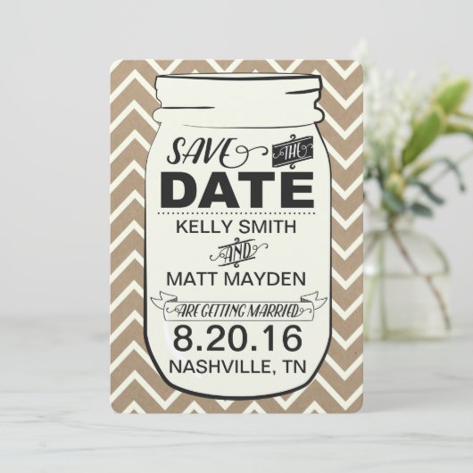 Mason Jar Save the Date (Stehend Vorderseite)