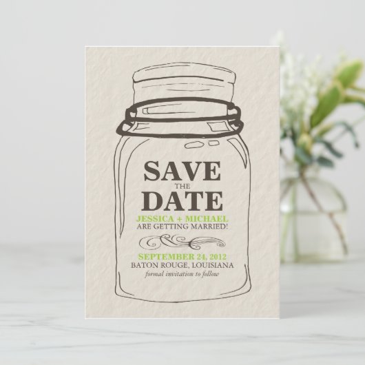Mason Jar Save the Date (Stehend Vorderseite)