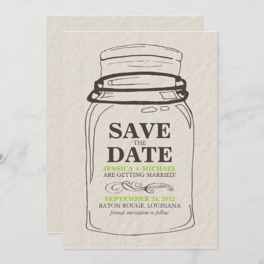 Mason Jar Save the Date (Vorne/Hinten)