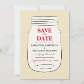 Mason Jar Save the Date Cards - Red (Vorderseite)