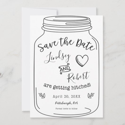 Mason Jar Save the Date Einladung (Vorderseite)