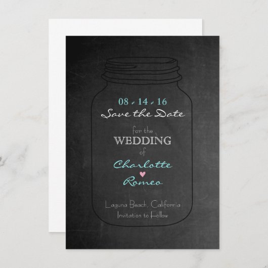Mason Jar Save the Date Einladung (Vorne/Hinten)