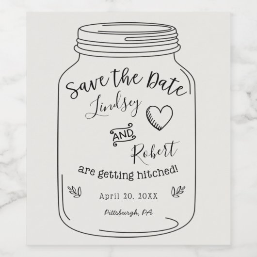 Mason Jar Save the Date Weinetikett (Einzelnes Label)