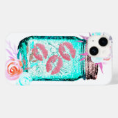 Mason jar Schmetterling Kuss Blumenrosa aquamarin Case-Mate iPhone Hülle (Rückseite (Horizontal))