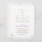 Mason Jar, Silberner Glitzer und Lila Brautparty Einladung (Vorderseite)