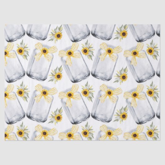 Mason Jar Sonnenblume Rustikales Blume Gewebepapie Seidenpapier (Vorderseite)