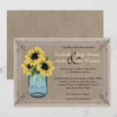 Mason Jar Sonnenblumen Einladung (Vorne/Hinten)