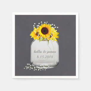 Mason Jar Sonnenblumen Hochzeitspapier Napkins Serviette