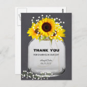 Mason jar Sonnenblumen Tafel danke Postkarten (Vorne/Hinten)
