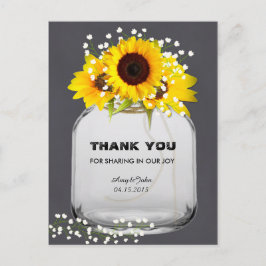 Mason jar Sonnenblumen Tafel danke Postkarten