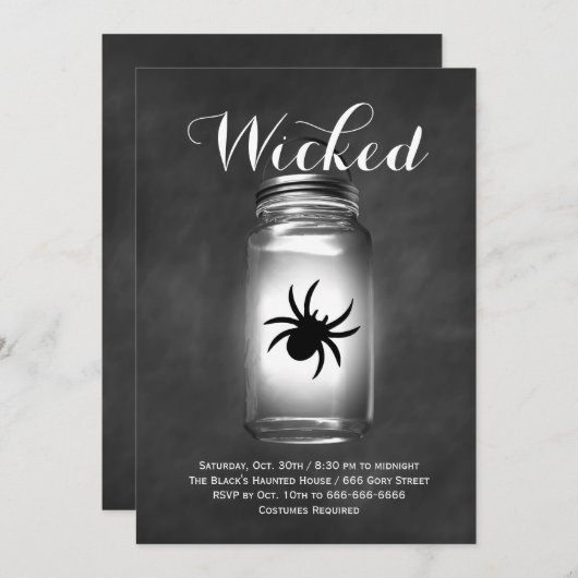 Mason Jar Spider Halloween Einladung (Vorne/Hinten)
