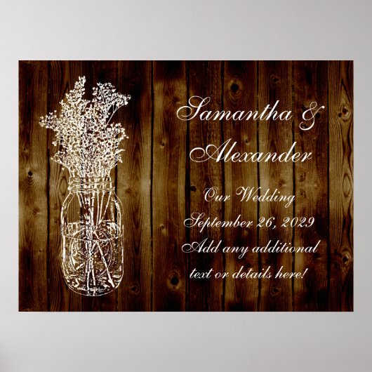 Mason Jar Stamp on Dark Wood Plank Poster (Vorne)