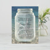 Mason Jar & Starfish Summer Beach Brautparty Einladung (Stehend Vorderseite)