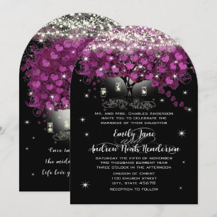 Mason Jar Strahlend Lila Hochzeit Einladung