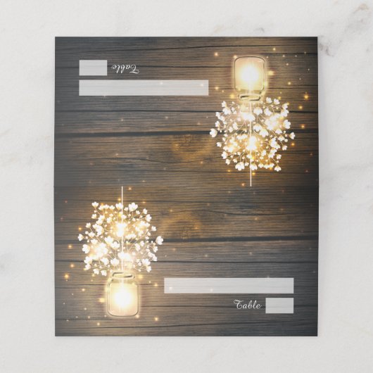 Mason Jar strahlt Lichter blühende Platzkarte (Außenseite Aufgefaltet)