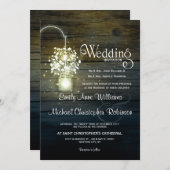 Mason Jar strahlt Lichter blühende rustikale Hochz Einladung (Vorne/Hinten)